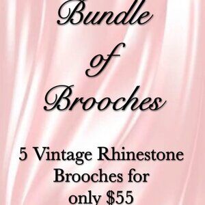 5 Vintage Rhinestone Brooches
